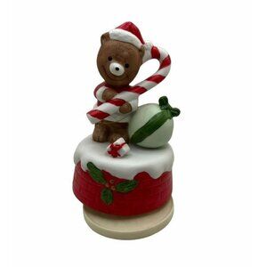 VTG Brinnco Porcelain Christmas Music Figurine Bear Jingle Bells Original Tag